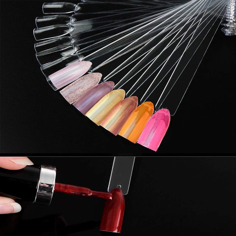 Beuniar Nail Swatch Sticks with Ring for Nail Polish Color Display Board Art Supplies Practice Samples with Number Stickers (100pcs clear) - Image 4